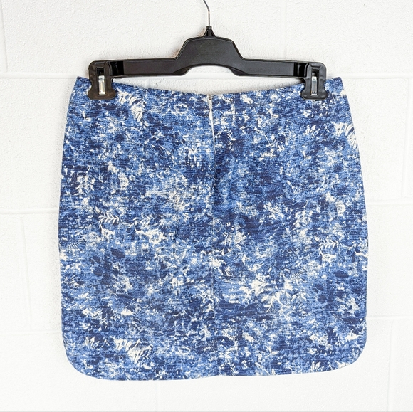 2/$20 Unique Joe Fresh Linen and Cotton Blend Mini Skirt Textured Coastal Blue - Picture 2 of 7